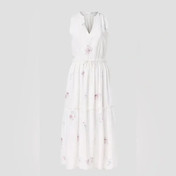 Splendid Livia Floral Split Neck Midi Dress - Picture 4 of 14